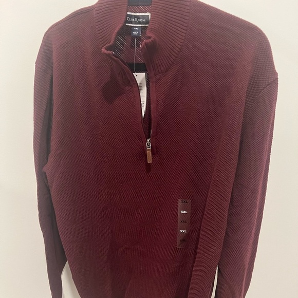 NWT/ CLUB ROOM QUARTER ZIP PULLOVER/ Maroon / M available also - 100% Cotton - Picture 1 of 4